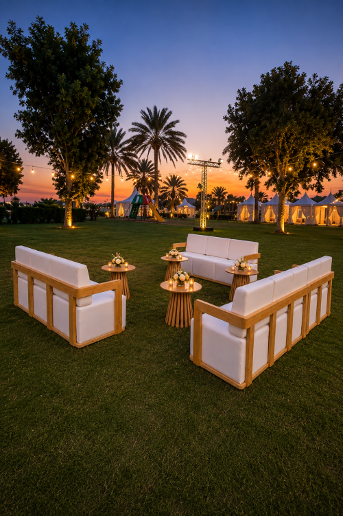 wooden sofas rental in Dubai, Abu Dhabi, UAE