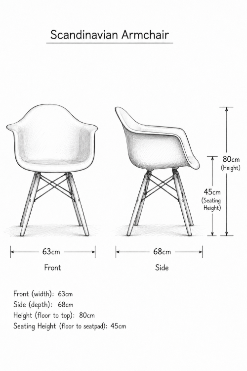 Scandinavian Armchair - Black - Image 3