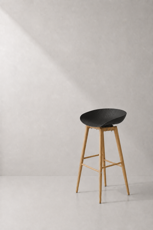 Scandinavian Black Barstool - Image 2