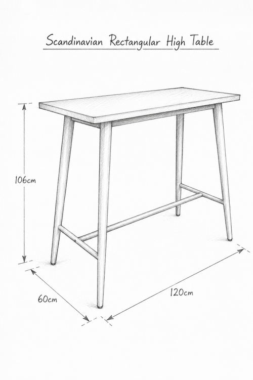Scandinavian Rectangular High Table - Image 3