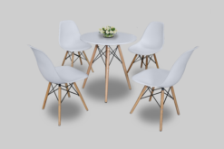 Round Dining Table, White Dining Table, 4 Seater Round Dining Table, White Dining Chair