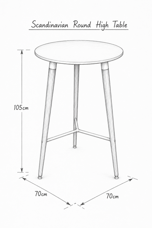 Scandinavian Round Wooden High Table - Image 3