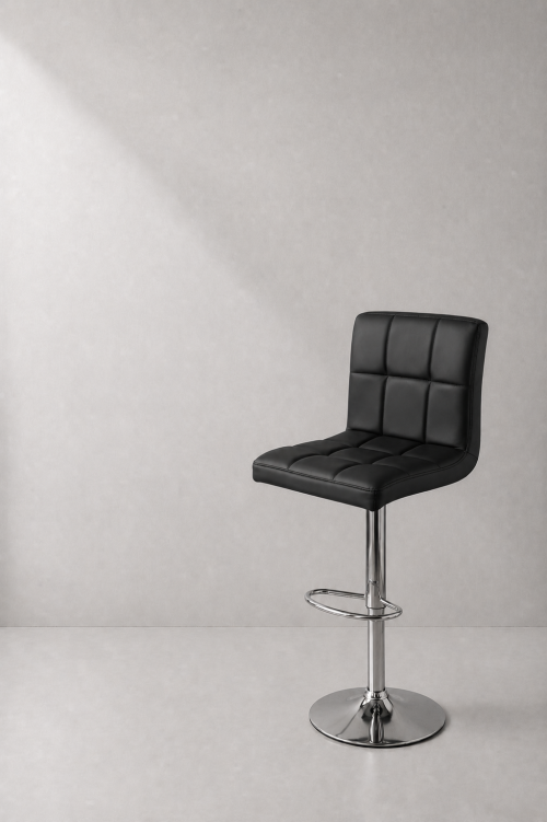 Seville Leather Bar Stool, Black - Image 2