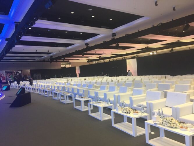 VIP Sofa, White Sofa, Single Seater Sofa, Rectangular Coffee Table