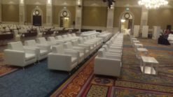 VIP Sofa, White Sofa, Single Seater Sofa, Rectangular White Coffee Table