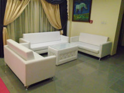 White Sofa, VIP Sofa, 2 Seater Sofa, White Rectangular Coffee Table