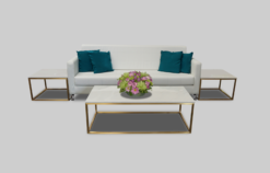 3 Seater Sofa, White Sofa, Rectangular Coffee Table, Square Coffee Table