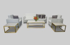 3 Seater Sofa, Single Seater Sofa, White Sofa, Rectangular Coffee Table, Square Coffee Table
