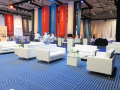 VIP Sofa, White Sofa, 2 Seater Sofa, Square Glass Top Coffee Table