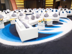 VIP Sofa, White Sofa, 2 Seater Sofa, Rectangular Glass Coffee Table