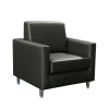 Black Leather Armchair, Black 1-Seater Sofa