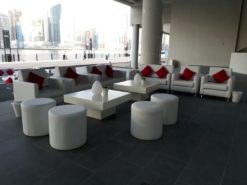 VIP Sofa, White Sofa, Single Seater Sofa, 2 Seater Sofa, Round Pouffe, Square Coffee Table