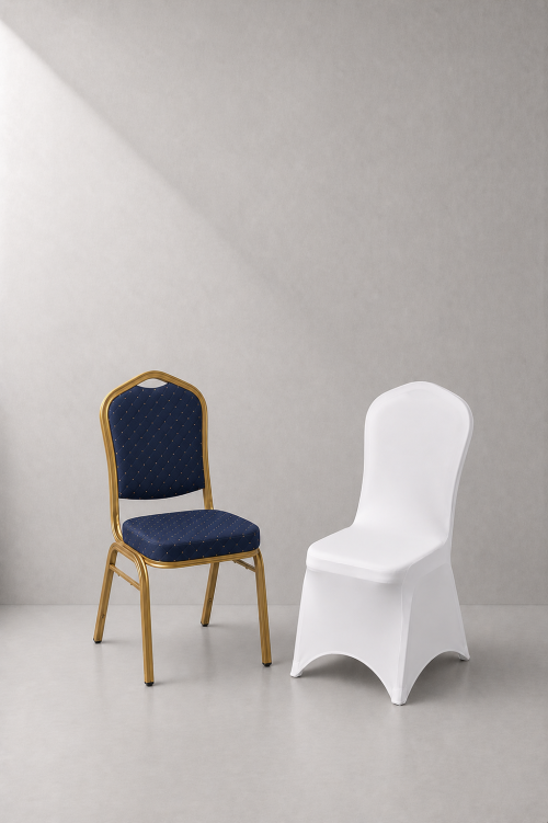 Stewart Banquet Chair with White Stretch Cover - Image 2