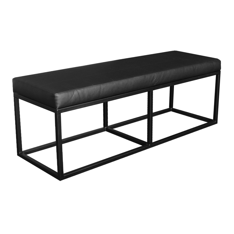 Cushioned Bench, black leather ottoman