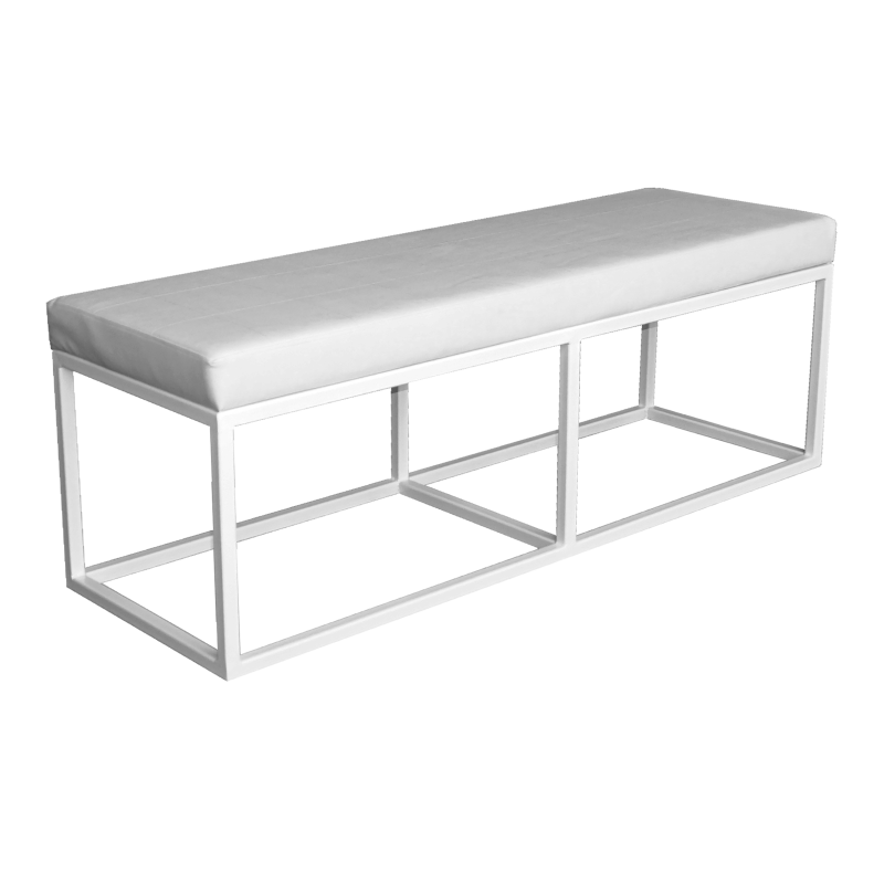 Cushioned White Bench, white leather bench