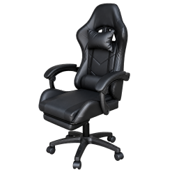 Vortex Reclining Gaming Chair in black with padded armrests, high backrest and wheeled swivel base