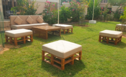Wooden Sofa, Outdoor Sofa, Braun Square Coffee Table
