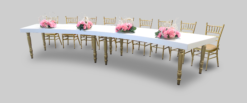 Curved Dining Table, White and Gold Dining Table