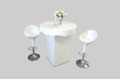 Round High Table, White Cocktail Table, White Bar Stool
