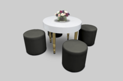 Black Round Pouffe, Round Dining Table
