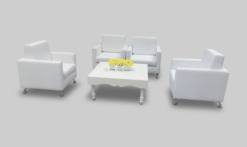 Square Coffee Table, White Square Coffee Table, Single Seater Sofa, White Leather Sofa