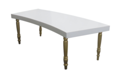 Curved Dining Table, White and Gold Curved Dining Table