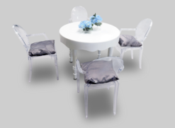 Round Dining Table, White Round Dining Table, 4 Seater Dining Table