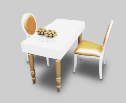 Rectangular Dining Table, White and Gold Dining Table, Gold Dining Chair