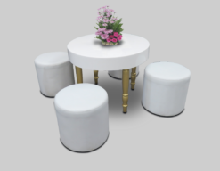 White Round Pouffe, Round Dining Table