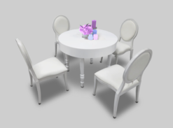 Round Dining Table, White Round Dining Table, 4 Seater Dining Table, White Dining Chair, Dior Dining Chair