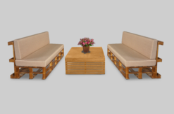 Wooden Sofa, Outdoor Sofa, 3 Seater Wooden Sofa, Braun Square Coffee Table