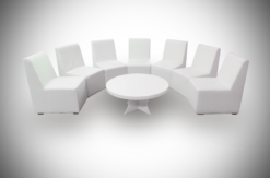 White Sofa, Modular Sofa, Armless Sofa, Round Coffee Table