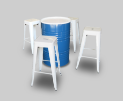 Drum Oil, Drum Oil Cocktail Table, White Bar Stool, Metal White Bar Stool