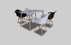 Scandinavian Rectangualr Dining Table with Scandinavian Armchairs