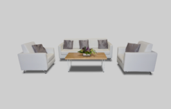 White sofa, VIP Sofa, Single Seater Sofa, 2 Seater Sofa, Wooden Coffee Table